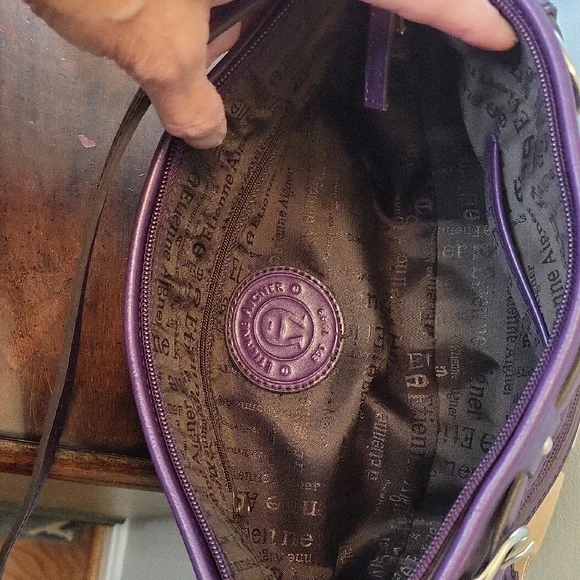 Etienne Aigner Purple and Tan East/West Shoulder Bag EUC - Picture 12 of 16